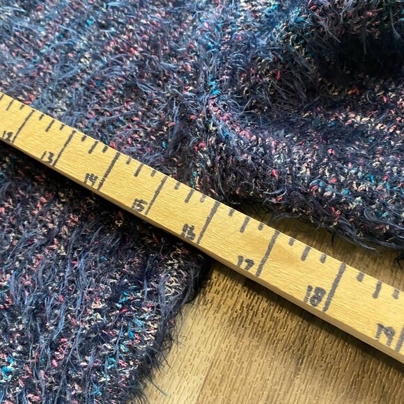 Chico's Blue Colorful Fuzzy Sweater Size 1 (M) - Picture 5 of 6